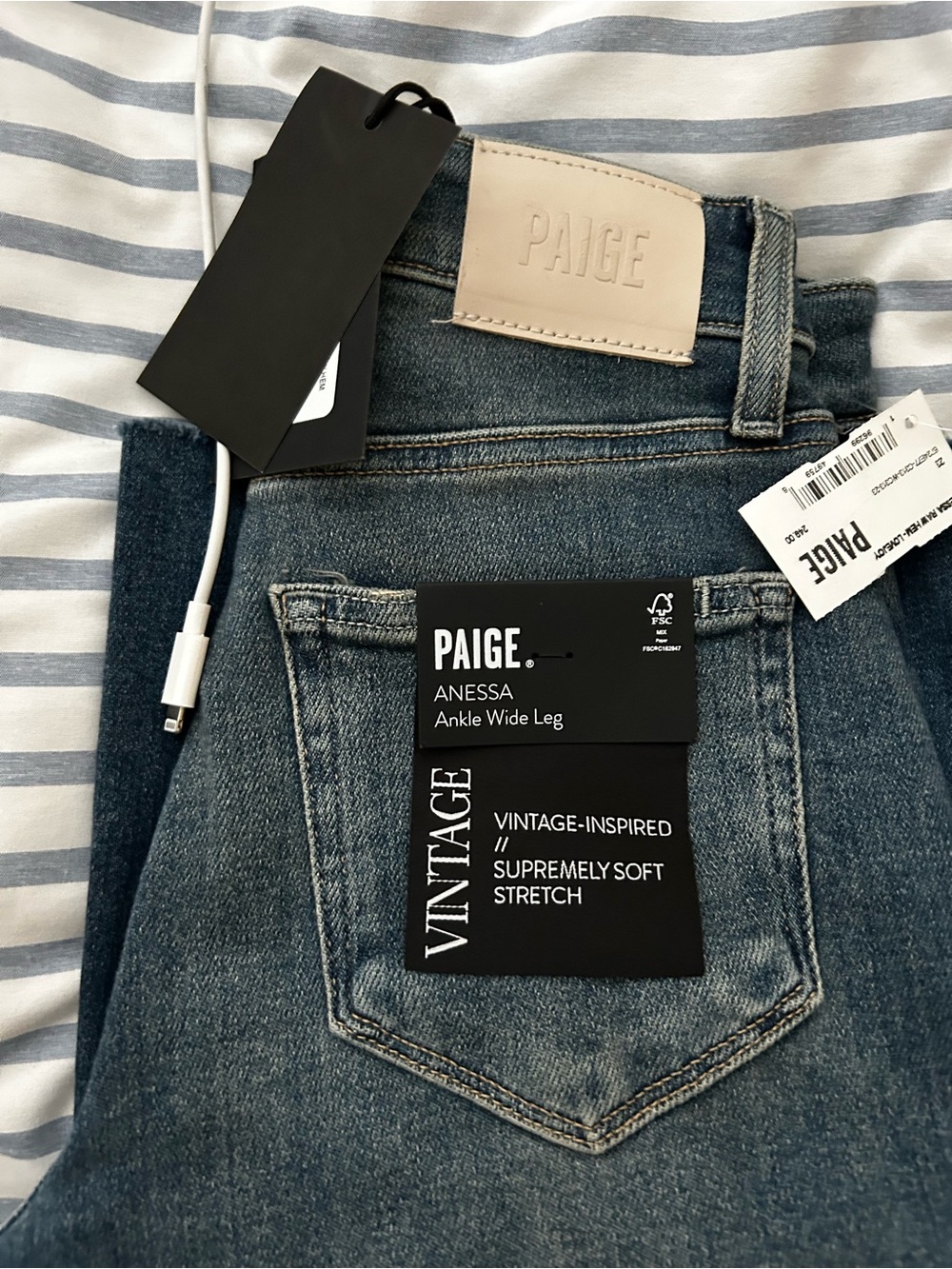 PAIGE Light Blue Wide Leg Crop Jeans - Picture 10 of 10